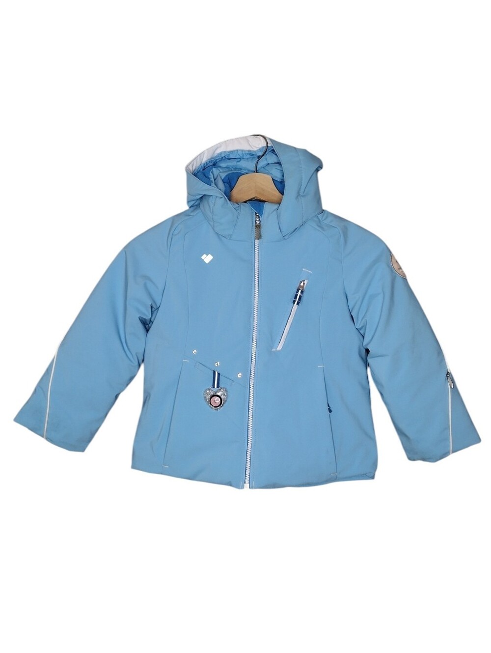 Obermeyer Light Blue Hooded Full-Zip Winter Ski Jacket Sz 4